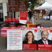 Infostand in Oberstdorf am Marktplatz